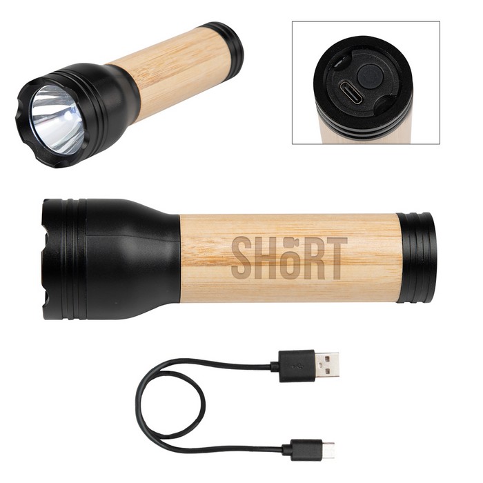 HH20048 Bamboo Rechargeable LED Flashlight With...